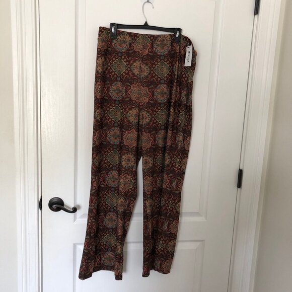 Cider Womens Floral Boho Patterned Pants Wide Leg‎ Pull-On Size 2XL Brown NWT - Picture 2 of 10